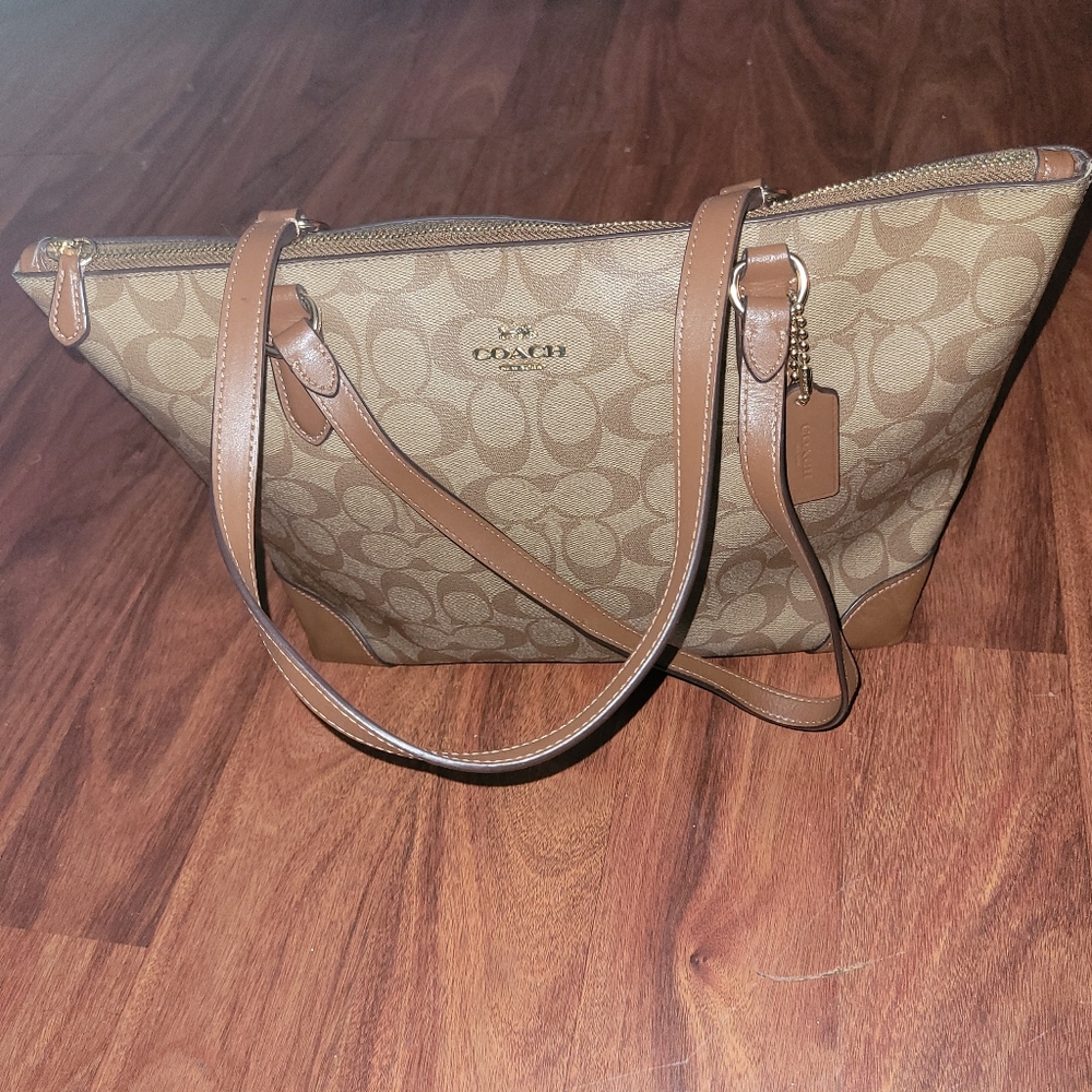 Coach Tan and Brown Tote Bag